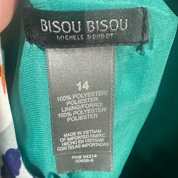 Bisou Bisou Teal and Floral Dress - Picture 7 of 7